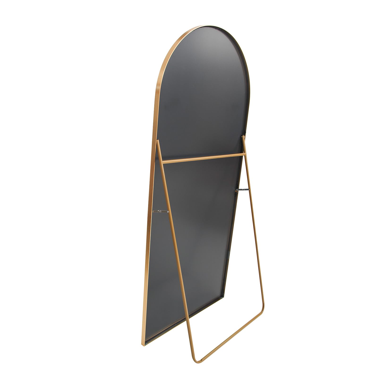 Specchio Curvo 162x53 cm, Minimalista con Piedi, Grande Specchio da Terra a Figura Intera, Bombato e Sospeso, Ellittico, per Camera da Letto Soggiorno Ingresso, Dorato