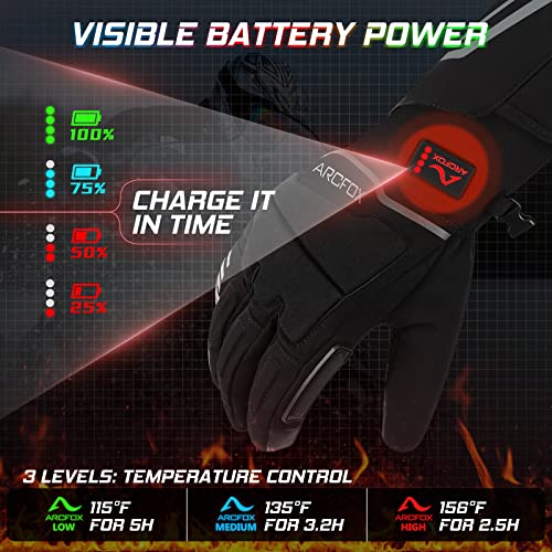 Arcfox Heated Motorcycle Gloves For Men Women,Upgraded 7.4V 2500Mah Safe Rechargeable Battery, Finger Palm Heating Gloves With Touchscreen Rain Wiper For Skiing Motorcycle Atv Utv Hiking Cycling Xl #TOP5