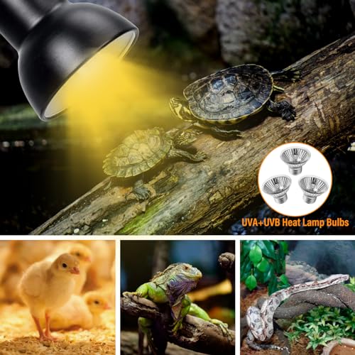 TOGETDREAM Lampe Chauffante Tortue avec 3 Ampoules UVA UVB 25W 50W Lampe – vue 6