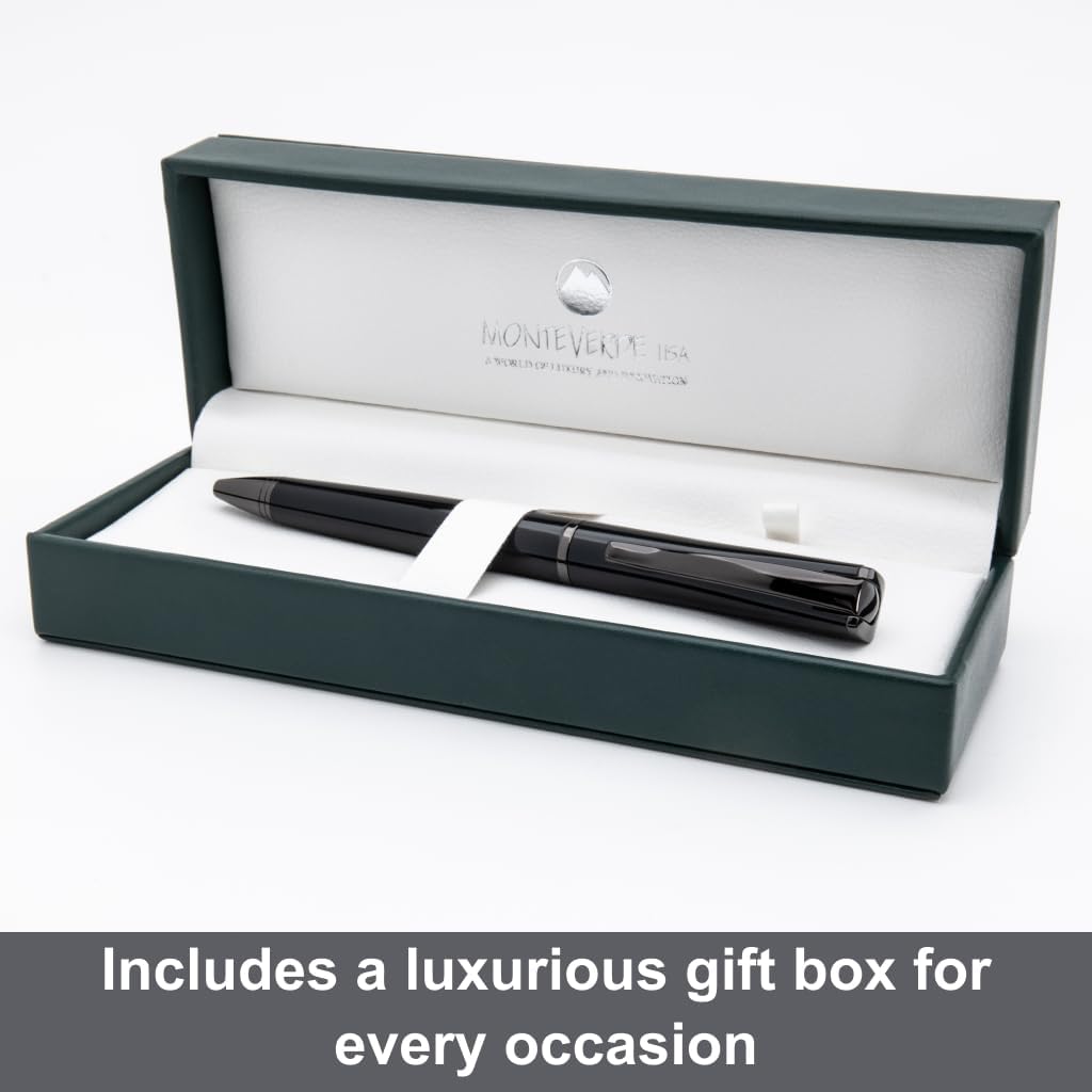 Monteverde Impressa Ballpoint Pen - Black with Gunmetal Trim, Refillable with Parker Style Refills, Quality Writing Instrument