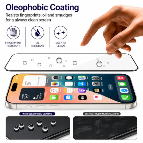 Image of Tempered glass for iPhone 16 Pro /iPhone 17 (6.3 inch) | Screen Protector Full HD Quality Anti-Scratch Edge to Edge Coverage For Easy Installation of iPhone 16 Pro tempered glass, Pack Of 1