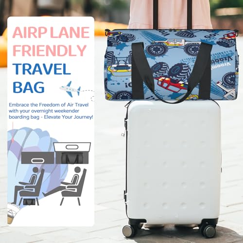 Sports Duffel Bag Monster Truck Foldable Travel Tote Bag Weekender Overnight Carry On Bags, Truck Cars Waterproof Gym Tote Bags3