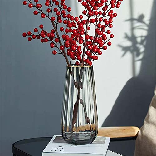 Vase en verre sans plomb,Vase en cristal pour herbe de la pampa,Fabriqué à la main,Pour fleurs et fleurs séchées,Décoration pour salon, bureau, table à manger, cadeau de fête des mères H : 30 cm Cover