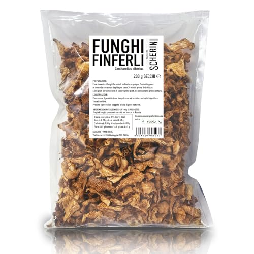 Scherini Valtellina – Champiñones secos Rebozuelos deshidratados, Cantharellus Cibarius, 200g