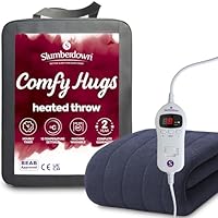 Slumberdown Comfy Heated Throw Blanket (130160cm) - Snuggly Fleece Electric Electric Blanket with 10-Heat Settings & Timer | Energy Efficient (3p/hr), 2-Year Guarantee, Washable, Navy