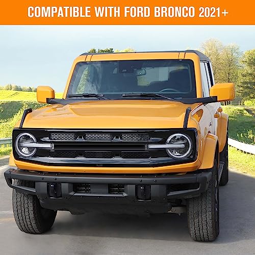 Image of Jimen Compatible with Ford Bronco 2021-2023, 6PCS Front Grille Inserts Mesh Grill Cover Exterior Trim Accessories (Black)