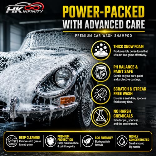 Image of Car Shampoo 500ml | Snow Foam Bubble Wash, pH Neutral High Suds Liquid | For Foam Gun, Pressure Washer & Bucket | Wax & Ceramic Coat Safe | Removes Dirt & Mud | Cars, Bikes & SUVs