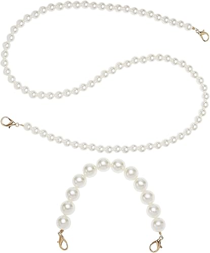 Create idea 2 piezas de correa de repuesto de perlas con mango de perla, accesorios para mini bolsas, carteras, bolsos, Blanco
