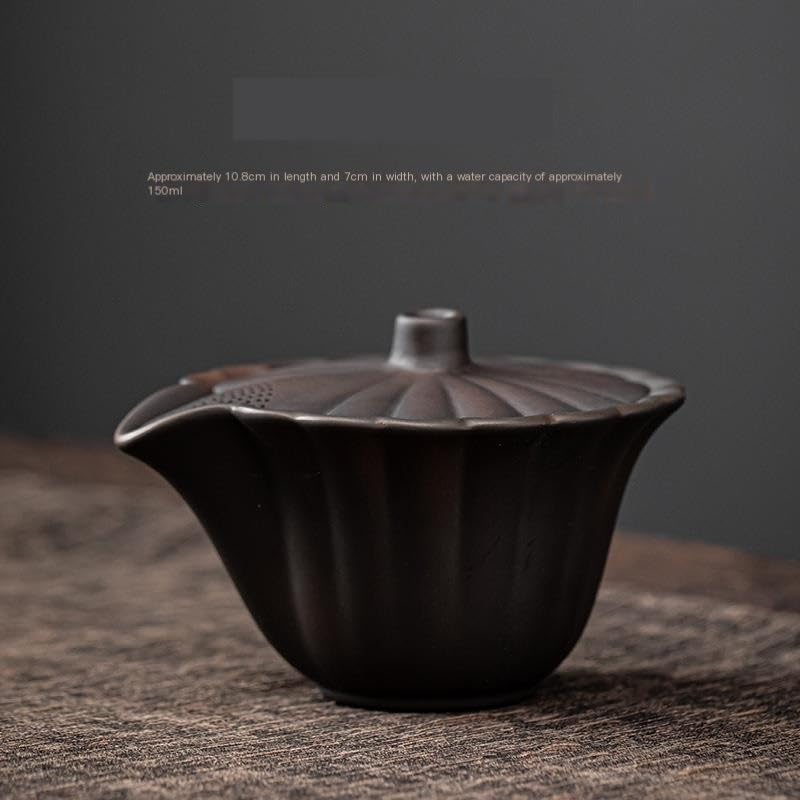 Ceramiczny dzbanek, ręcznie rzeźbiony ceramiczny czajniczek w kształcie płatka, chiński zestaw do herbaty Gaiwan Kung Fu, zaparzacz do herbaty Pu'er