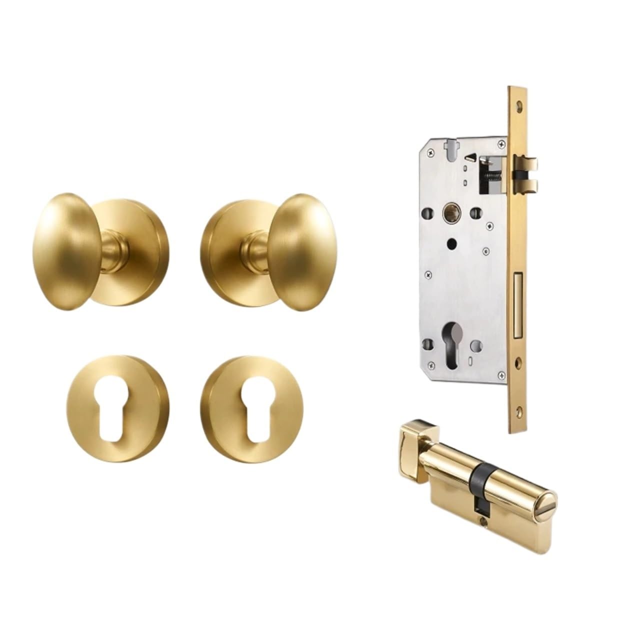Serrure de Porte en Laiton Double Levier Mécanisme Silencieux pour Bois BK-SB