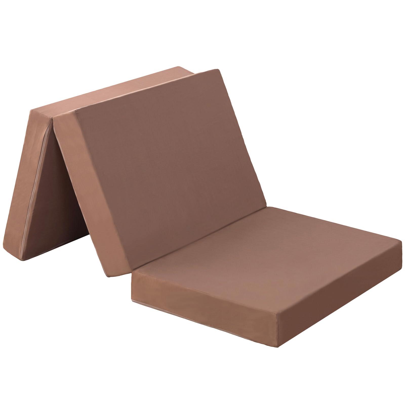 fuwawa セミダブル 三つ折り マットレス 【硬め190N 厚さ10cm】 高密度 高反発マットレス 折りたたみ 敷布団 凸凹加工 消臭炭加工 オールシーズン 防臭 体圧分散 洗えるカバー 圧縮梱包 120x195 ブラウン