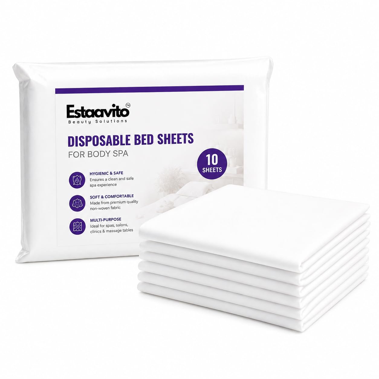 ESTAVITO 30 GSM Thickness Non Woven Fabric Disposable Spa Bedsheet (35 Inches X 72 Inches, White) - Pack of 20 Sheets.-picture-32