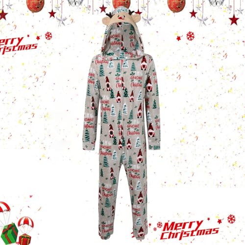 Family Christmas Matching Sets 2025 Cute Fleece Zip up Hooded Onesie Jumpsuits Cozy Flannel Warm Thermal Jammies Sleepwear2