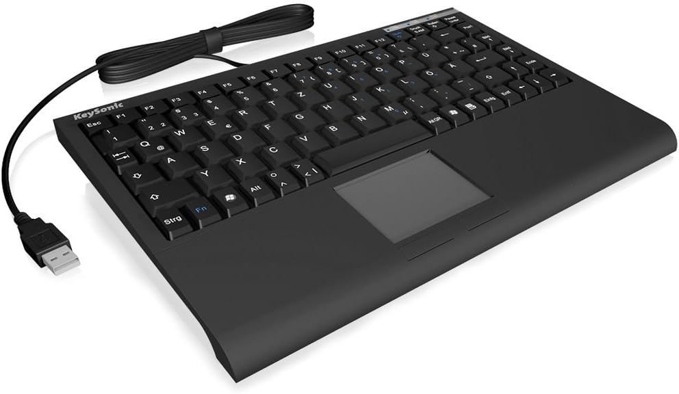 Keysonic ACK-540U+ Black Mini Keyboard with Integrated Smart Touchpad UK Layout