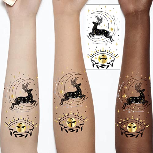 Glaryyears Metallic Gold Temporary Tattoo, 18-Pack Long-lasting Fake Tattoos, Small Size Variety Pack Realistic Tattoos - Image 3