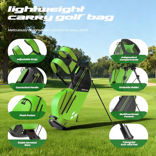 Image of 5 /6 /7 Pieces Kids Golf Clubs Set - Youth Golf Clubs Junior Set Ages 3-14 Includes Stand Bag, 1# Driver, 5# Hybrid, 7#, PW# Irons and Putter Right /Left Hand for Boys Girls