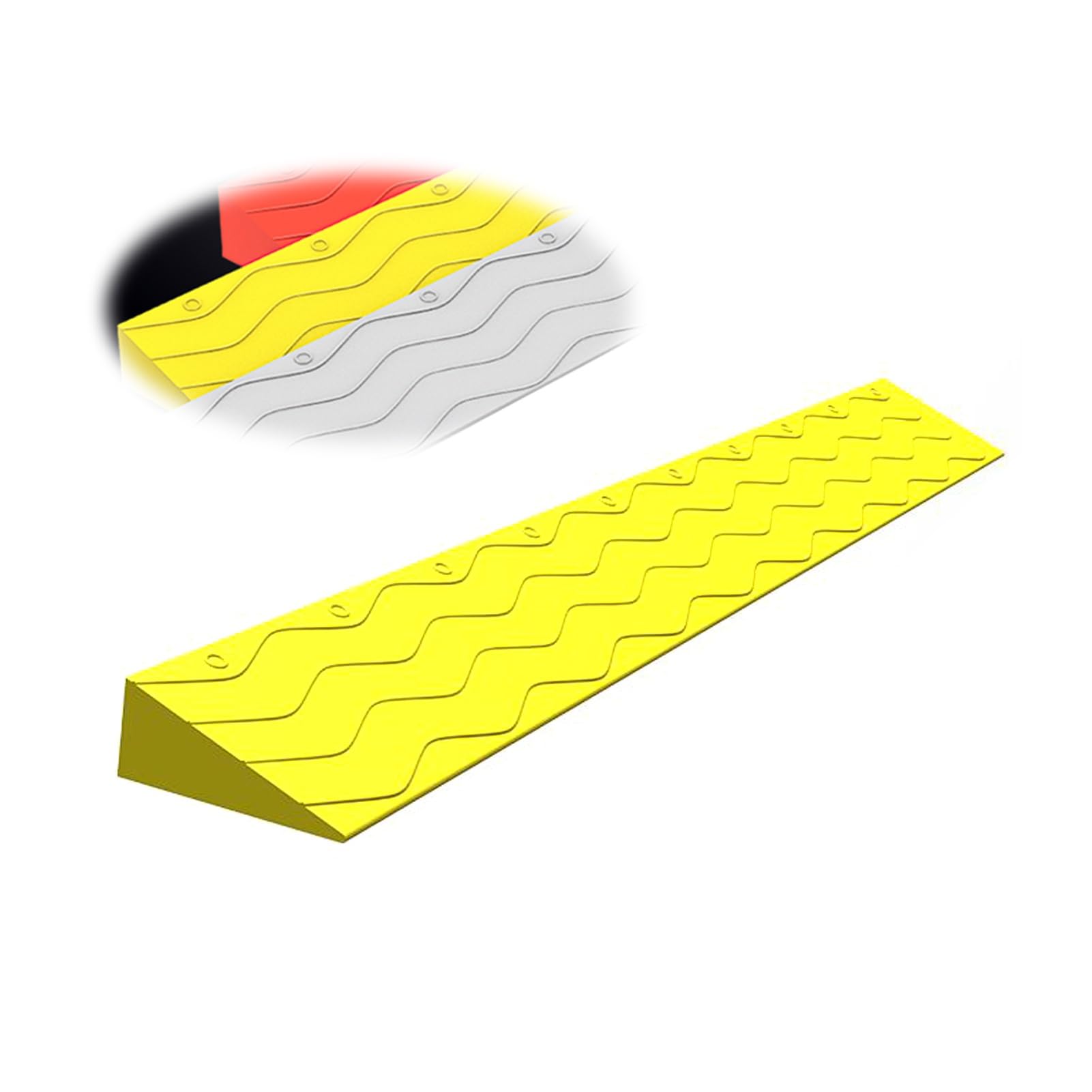 Przenośna, lekka plastikowa rampa progowa, antypoślizgowa rampa krawężnikowa, rampa wejściowa do wnętrz (kolor: żółty, rozmiar: 100x8x2cm)