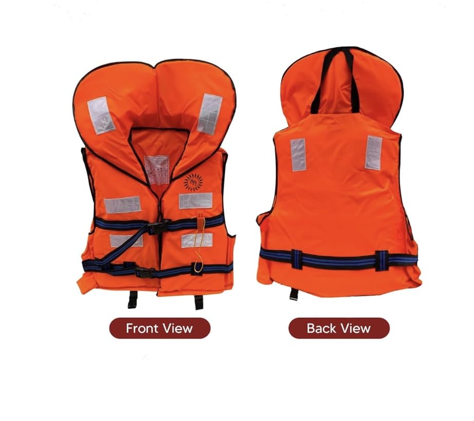 CHANDOKS Life Jacket Polyster Fabric with EPE Foam for Adult Safety Jacket Along with Whistle for Swimming, Boating, Floating- Weight Capacity Upto 125 Kg (2) 4