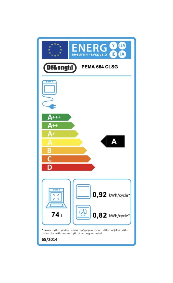 De'Longhi PEMA 664 CLSG Kuchenka Gazowa 60 cm Piecyk Elektryczny Wielofunkcyjny 4 Palniki Podwójna Korona Ruszty Żeliwne Easysteam Idroclean Czarna Klasa Energetyczna A