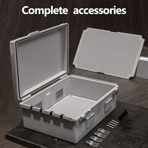 Image of Electrical Junction Box, Ventilated Design, Cable Grommets, Indoor /Outdoor Use with Mounting Panel & Hinged Cover. Waterproof IP 65. (Grey Cover, 19.7 inchx15.7 inchx7.9 inch)