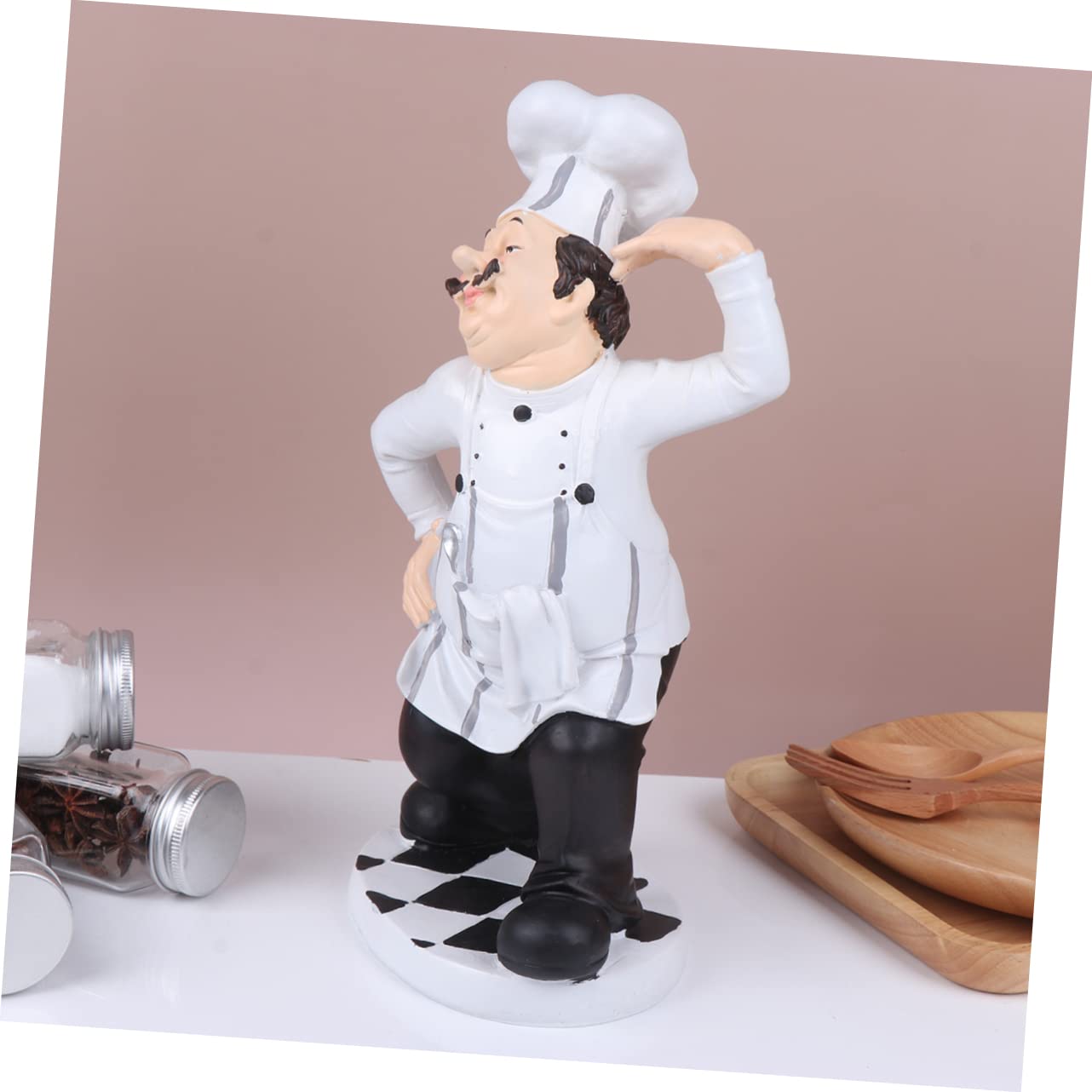 VALICLUD Statua Dello Chef in Resina Decorativa Ornamento Da Chef Per Cucina Stabile Per Casa Bar e Ristorante Decorazione Divertente Per Tavolo
