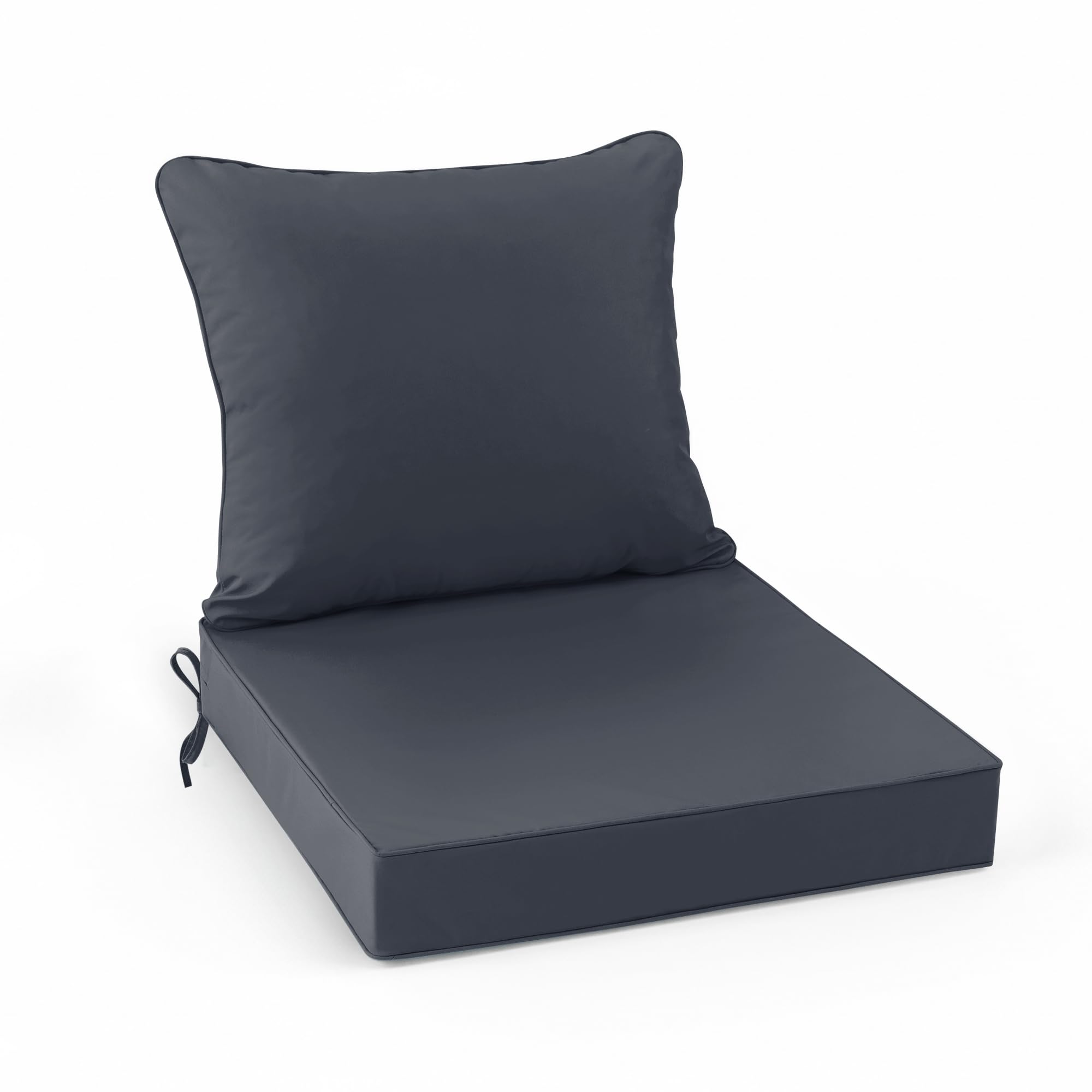 Summsun Outdoor Chair Cushion 19 x 19 Inch, Backrest and Seat Cushion Set for Patio Furniture with Water Resistant Removable Cover, Dark Grey, 1 Set