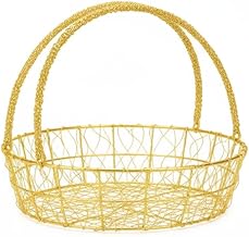 Adesh-Anusaar metal meshwire multipurpose hamper Fancy Basket/Tray/Platter with wire handles for Packing, Gifting, Decoration (2)