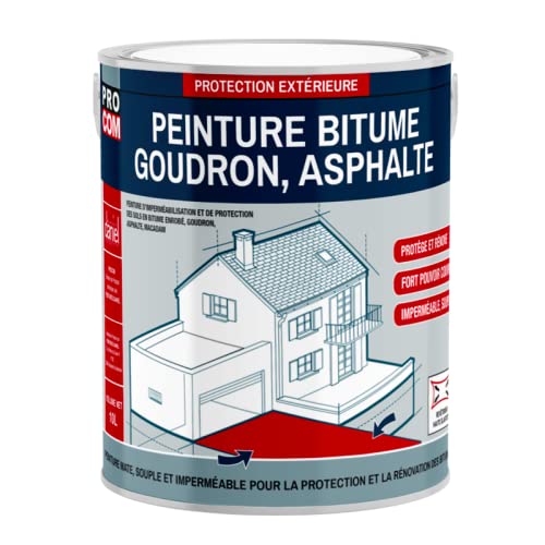 PRO COM Peinture bitume, résine sol enrobé bitumeux, asphalte, goudron, macadam 2.5 litres