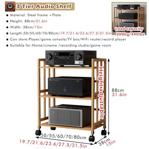 Meuble audio multimédia réglable 3 niveaux et étagère d'amplificateur