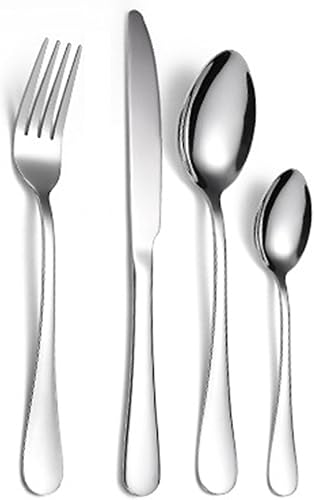 Miniatura 7 de Juego de cubiertos para 4 cubiertos de acero inoxidable de alta calidad, 16 piezas, juego de cubiertos de plata, incluye cuchillo, tenedor, cuchara