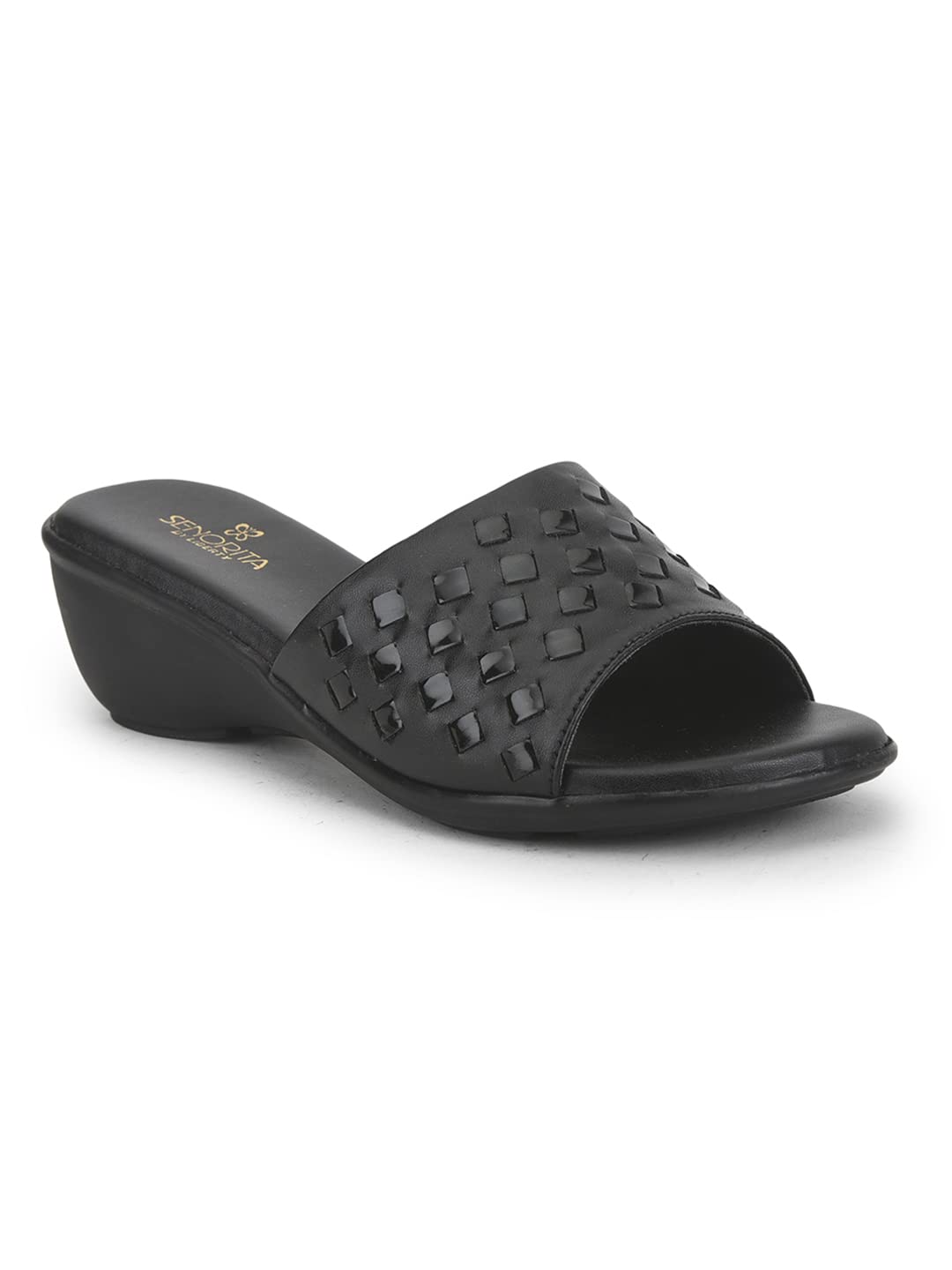liberty Senorita MDL-81 Casual Sandal for Women - Black & Cream | Slip-on/Heeled Sandal - Durable and Lightweight | Comfortable and Soft Insole for Everyday Wear - Cushioned Footbed | Home Footwear-picture-25