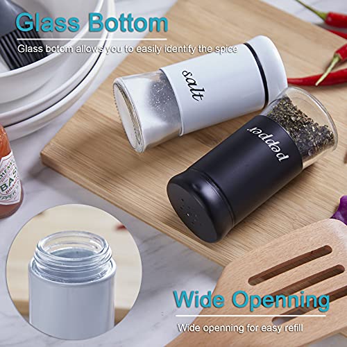 Salt And Pepper Shakers Set, Salt Shaker With Clear Glass Bottom, 5 Oz Salt And Pepper Set For Cooking Table Rv Bbq, Black And White Kitchen Decor And Accessories #TOP4