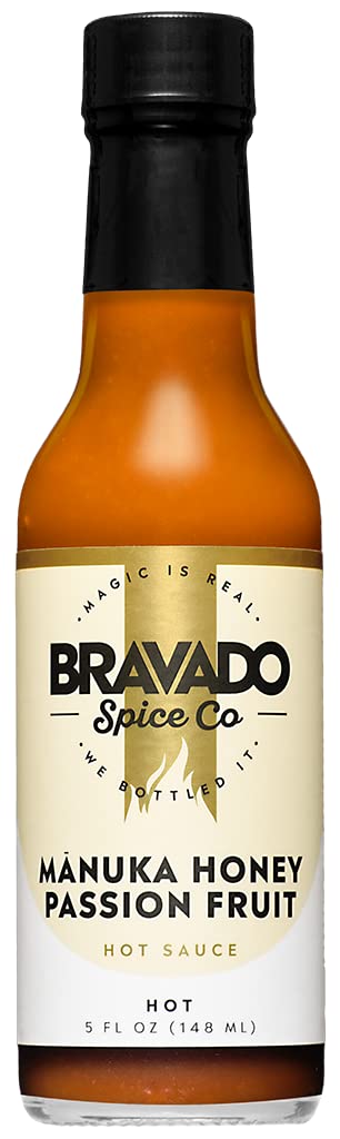 Manuka Honey Passion Fruit Hot Sauce By Bravado Spice Gluten Free, Vegan, Low Carb, Paleo Hot Sauce All Natural 5 oz Hot Sauce Bottle Award Winning Gourmet Hot Sauce