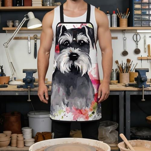 Delantal de trabajo Schnauzer con 8 bolsillos ajustable miniatura 4