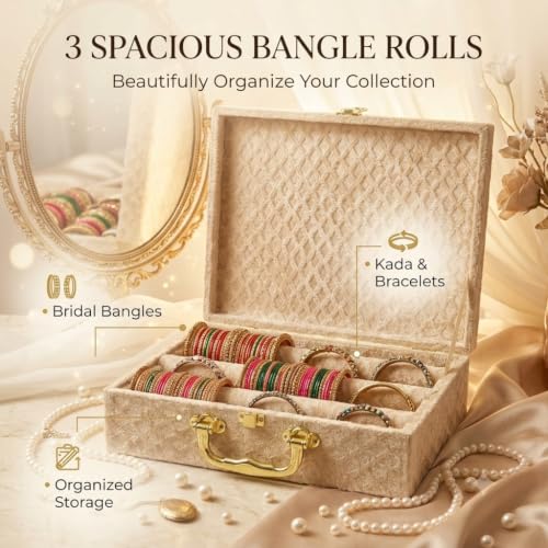 Bubs Spun 3 Rod Beige Bangle Organizer Box - Image 3