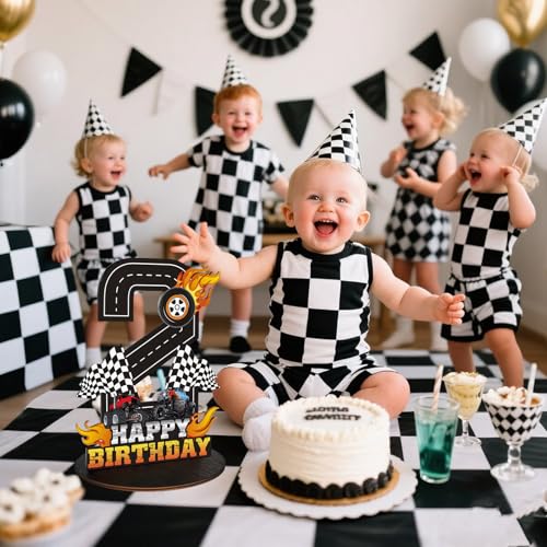 Image of Truck Birthday Number Sign Centerpiece, Truck Wooden Decoration Photo Props for Truck Birthday Decorations (2nd)