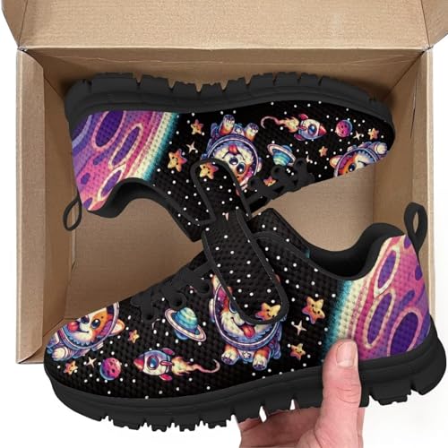 Little Kid Tennis Shoes Slip On Boys Girls Sneakers Casual Running Shoes Woven Breathable with Soft Soled Sports Hook-Loop Outdoor Shoes Galaxy Space Cute Dog Pattern2