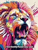 four lions streaming  Abstract Lion 5 Year Monthly Planner 2024-2028: Large 60 Month Calendar  Gift For People Who Love Cats, Wildlife Animal Lovers  For Back To School, Office, Work  8.5 x 11 Inches  121 Pages  v5