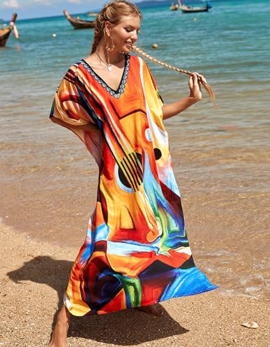 Image of NFVNKJ Women's Plus Size Beach Lounge Kaftan Maxi Dress Swimsuit Coverup for Women