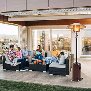 Fdw outdoor patio heater tall standing hammered finish garden outdoor heater propane standing lp 41000btu csa certified gas steel waccessories bronze  urban country home decor