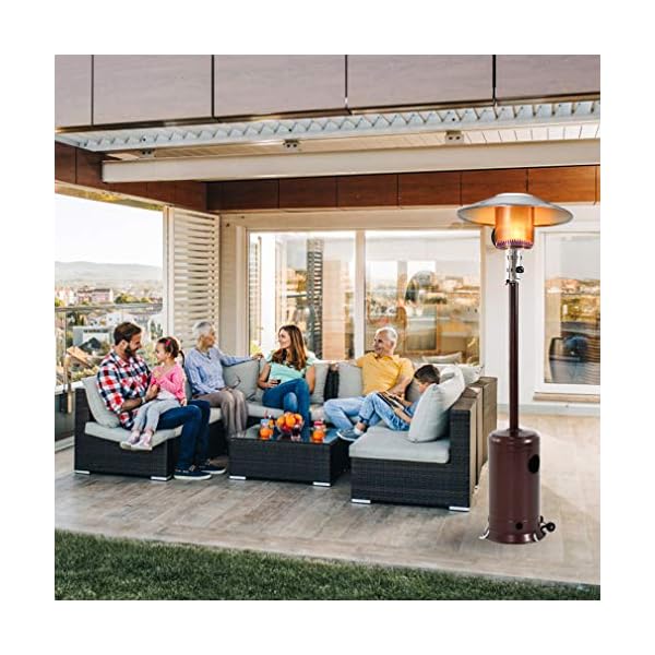 Fdw outdoor patio heater tall standing hammered finish garden outdoor heater propane standing lp 41000btu csa certified gas steel waccessories bronze  urban country home decor