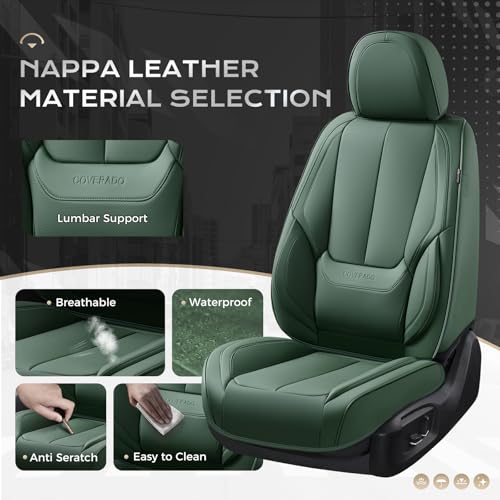 Image of Coverado Seat Covers, Car Seat Covers Front Seats, Car Seat Cover, Car Seat Protector Waterproof, Car Seat Cushion Nappa Leather, Seat Covers Carseat Cover Universal Fit for Most Cars
