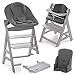 Hauck Seggiolone Alpha XXL Set - con Sdraietta Neonati, Vassoio Hauck e Cuscino Riduttore / Seggiolone Legno Evolutivo - Grigio Carbone