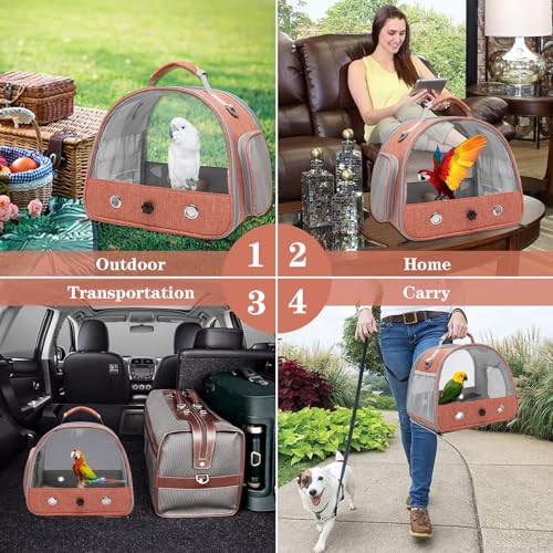 Bird-Carrier-Backpack-CageBird-Travel-Carrier-Backpack-Parrot-Carrier-Transparent-Breathable-Bird-Cage-Lightweight-Bird-Carriers-Flax-Orange
