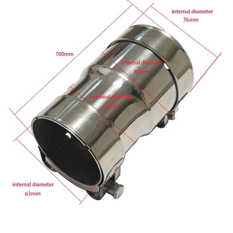 Tubo de escape coche reductor de acero inoxidable 304 y manga para silenciador 63mm-76mm 6