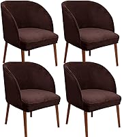 Vista 35 de Juego de 6 fundas para sillas de comedor de terciopelo elástico, con respaldo curvo moderno, protector para sillón decorativo para sala de estar