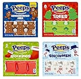 Peeps Christmas Marshmallow Variety Pack of 4-6 Count - Trees, Gingerbread, Snowmen, and Stockings - Delicious Fun for the Whole Family