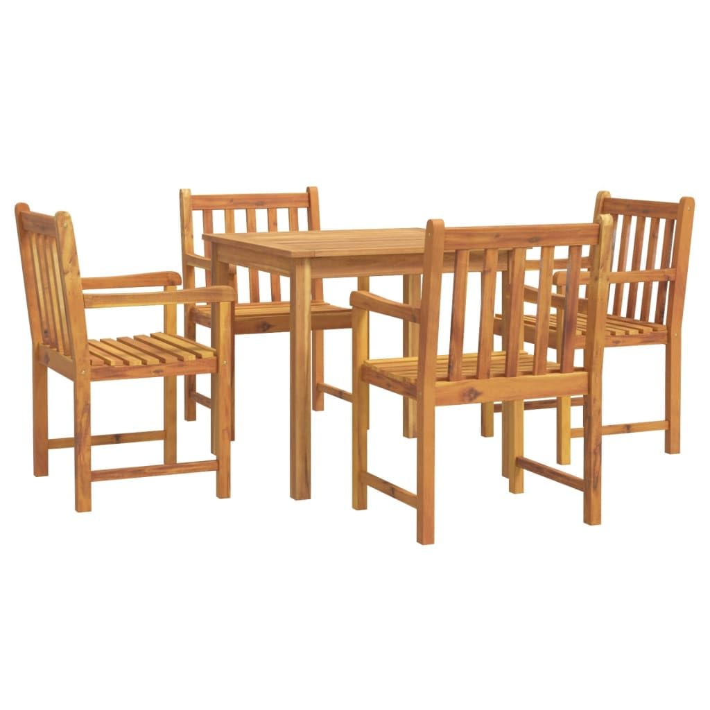 Juego de Comedor de Madera para Exterior - Mesa y 4 Sillas de Acacia | Diseño Cómodo y Resistente para Comidas al Aire Libre