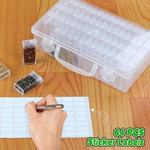 64-Slots Seed Storage Organizer Box with Label Stickers, Seed Storage Container for Flower Plants, Seeds & Bulbs, Flower, Vegetable, Clover and Basil Seeds, Gardening Supplies & Organizer