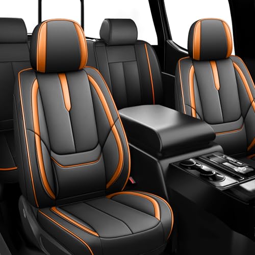 Image of ILMO Seat Covers for Chevy Silverado 1500 2007-2026 (Black&Orange,Full Set)